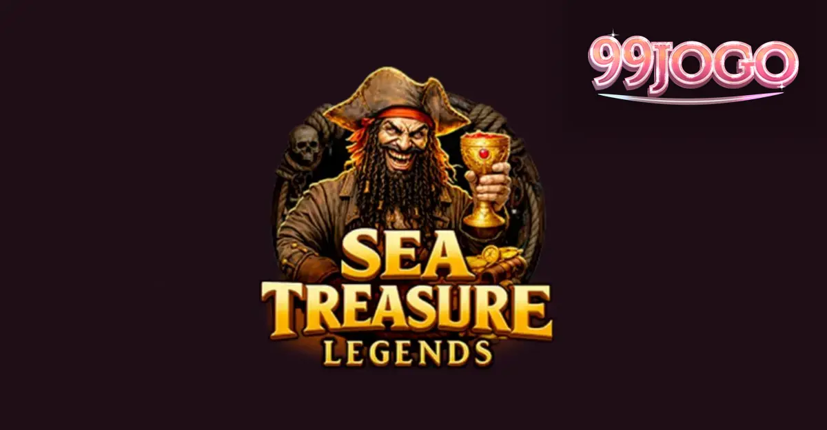 Interface do jogo Sea Treasures Legend mostrando símbolos piratas e roleta
